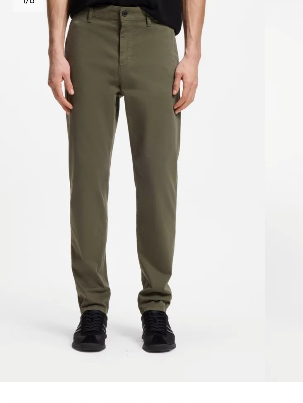 Boss Olive Green Tapered-fit Trousers In Stretch-cotton 38 × 32 Regular